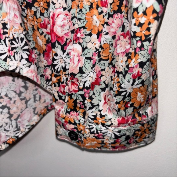 The Shirt By Rochelle Behrens Women's Ruffle Floral Long Sleeve Button Up Shirt - Picture 7 of 13